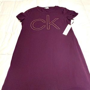 New Aubergine Calvin Klein Dress with Gold CK Size XL